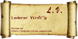 Lederer Virág névjegykártya
